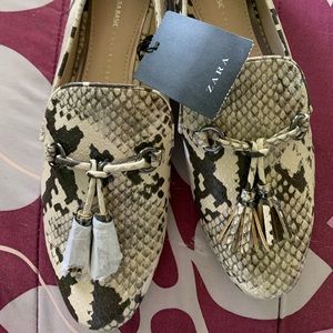 Zara snake print loafers